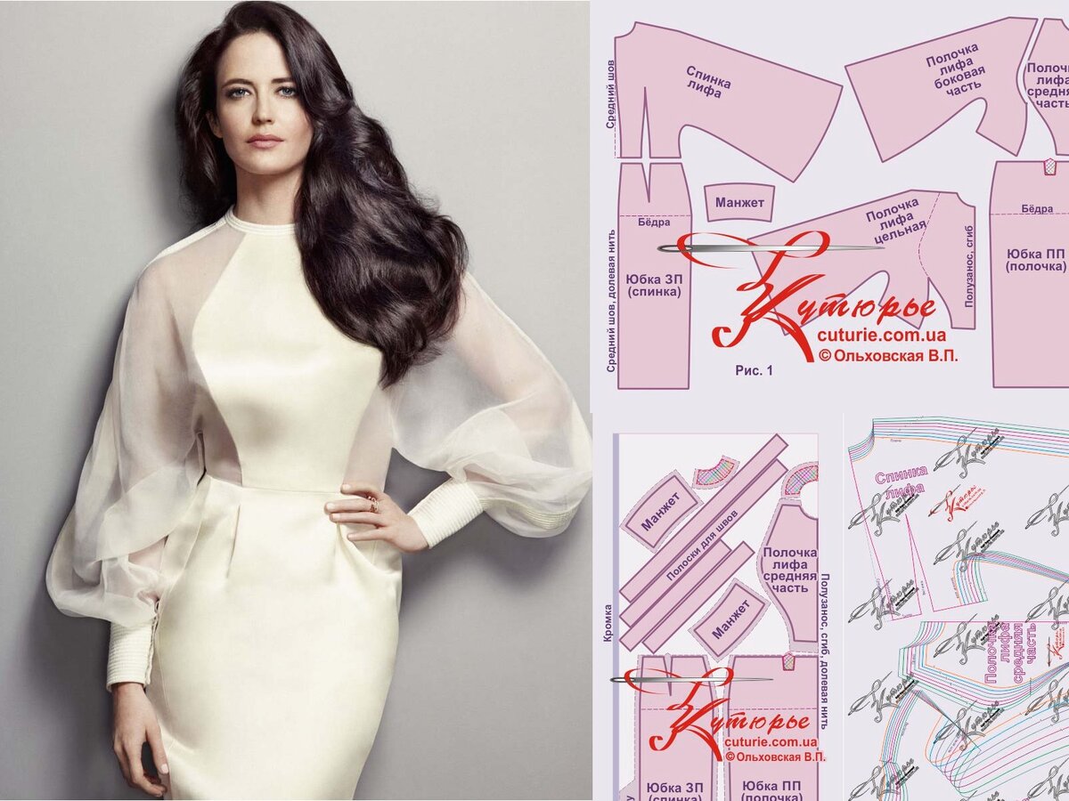 Фото платья кимоно летучая мышь Евы Грин сшитое по выкройке