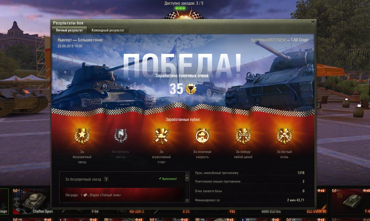 Как итог из 5 доступных гонок моя команда выиграла 4.