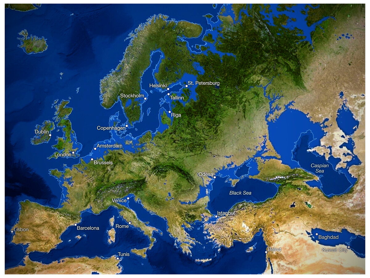 Что случится с Европой, если уровень воды поднимется на 60 метров