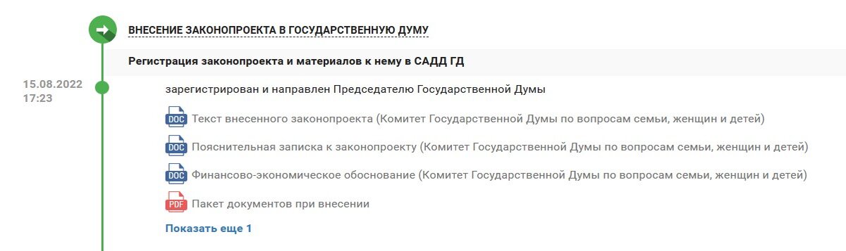 Здесь видно, какие стадии прошел законопроект