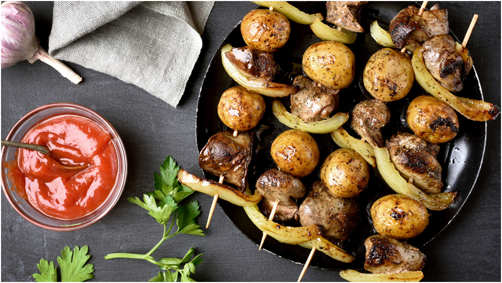 Шашлык из картофеля и грибов