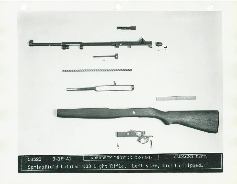 Модифицированный карабин Джона Гаранда в разобранном состоянии.