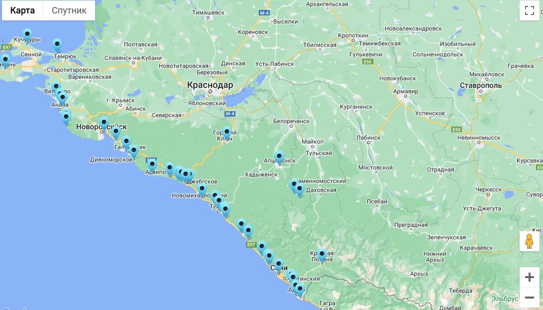 Карта курорта краснодарского края море