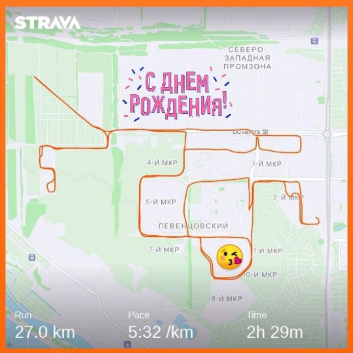 Трек из приложения Strava. 