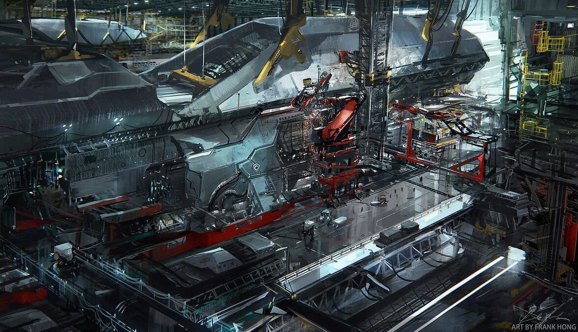 Производство кораблей в мире Star Citizen.