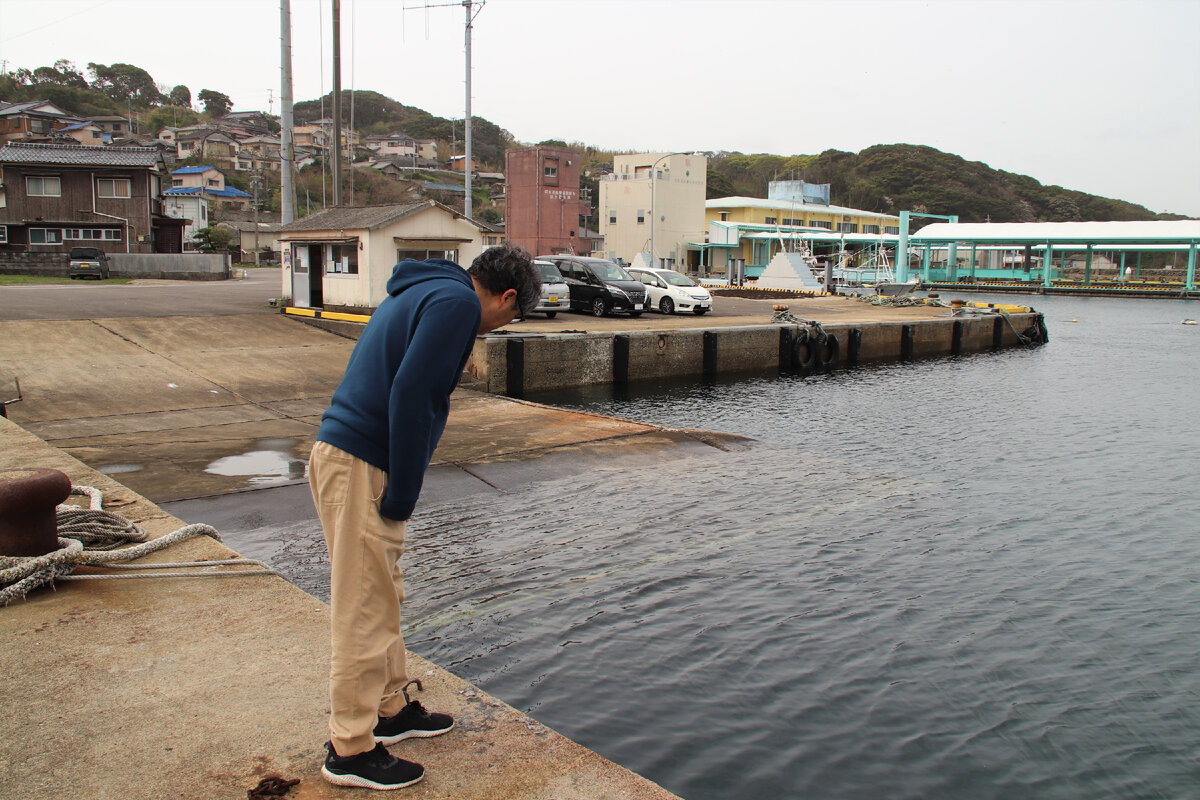 Пытается увидеть рыбу-фугу в прозрачной воде