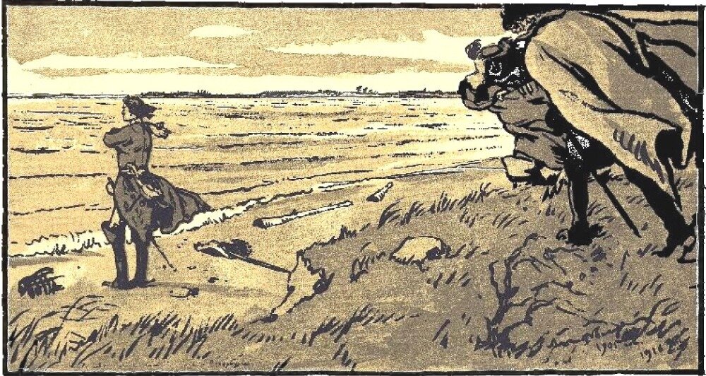 Бенуа А. Н. «На берегу пустынных волн...»: Иллюстрация к поэме А. С. Пушкина «Медный всадник». 1916 г.