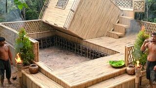 От джунглей к роскоши: постройка сельской бамбуковой виллы с бассейном и хижиной [От начала до конца]!
