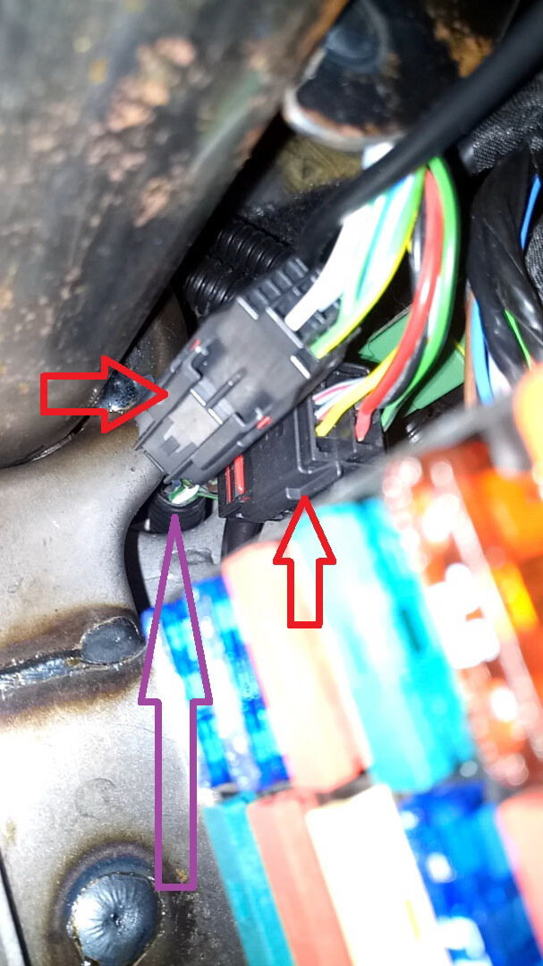 Разъёмы и их общая пластиковая гофра, уходящая к другой гофре, резиновой. Охоты покидать насиженное место у этих фишек я не выявил, поэтому снял карту.