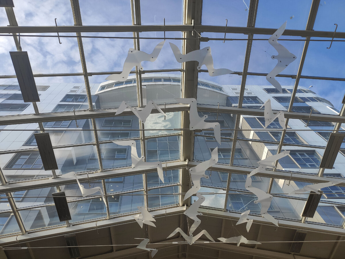 Стеклянная крыша в отеле.