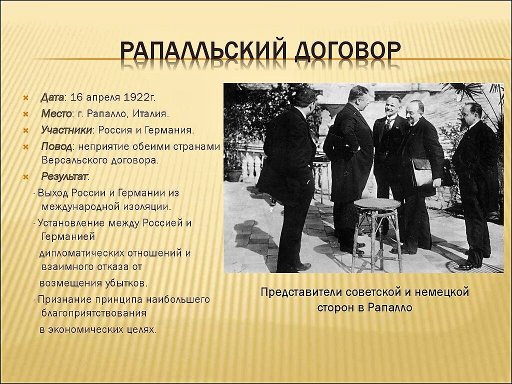 Договор 1922 между рсфср и германией. 16 Апреля 1922 г договор в Рапалло. Рапалльский договор с Германией 1922. Рапалльский Мирный договор Чичерин. Генуэзская конференция 1922 подписание Рапалльского.