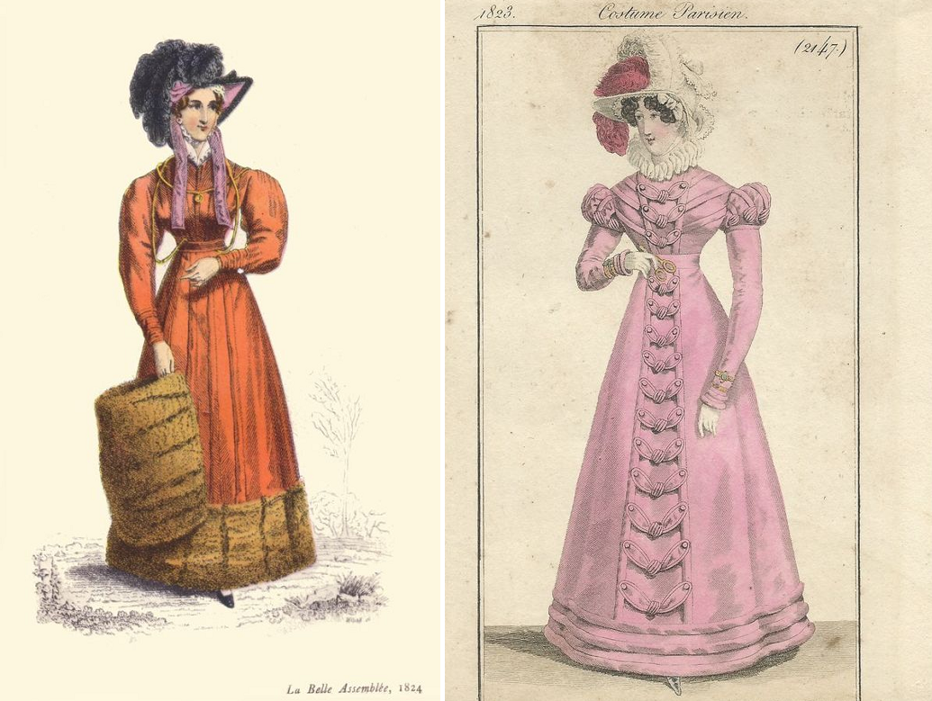 Иллюстрации из "La Belle Assamblee", 1824 и "Costume Parisien", 1823/ (cc) Wikimedia Commons