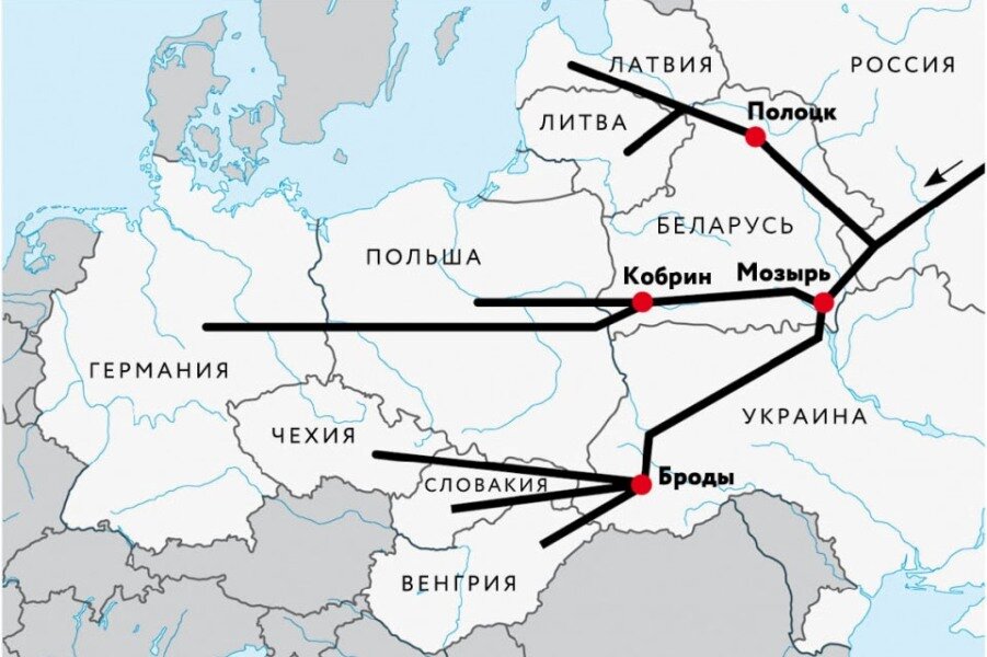 Беларусь нефть карта