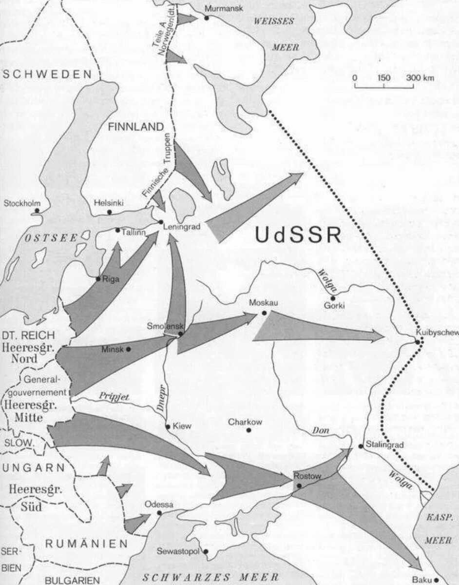 Идея блицкрига против советского союза была. Карта плана Барбаросса вторжения Германии в СССР В 1941 году. Схема нападения немцев на СССР. План нападения на СССР Барбаросса. Карта 2 мировой войны план Барбаросса.