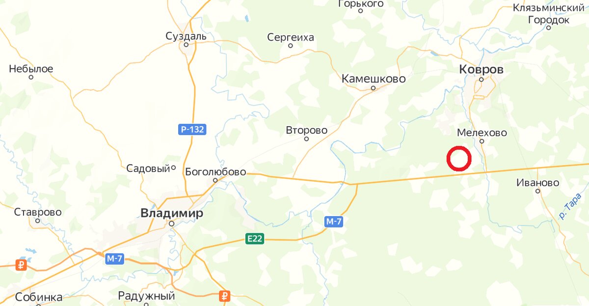 Локация Доброграда к востоку от Владимира 
