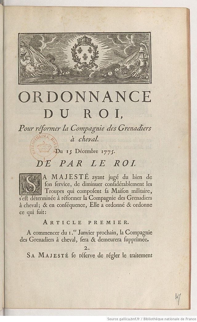 Ордонанс короля Людовика XVI о расформировании роты