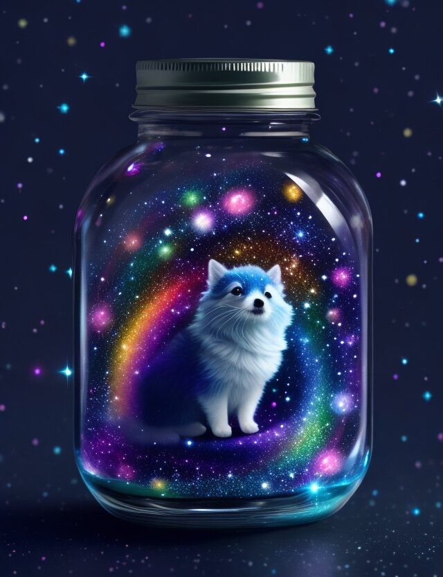 Любопытный бело-голубой космопесик))