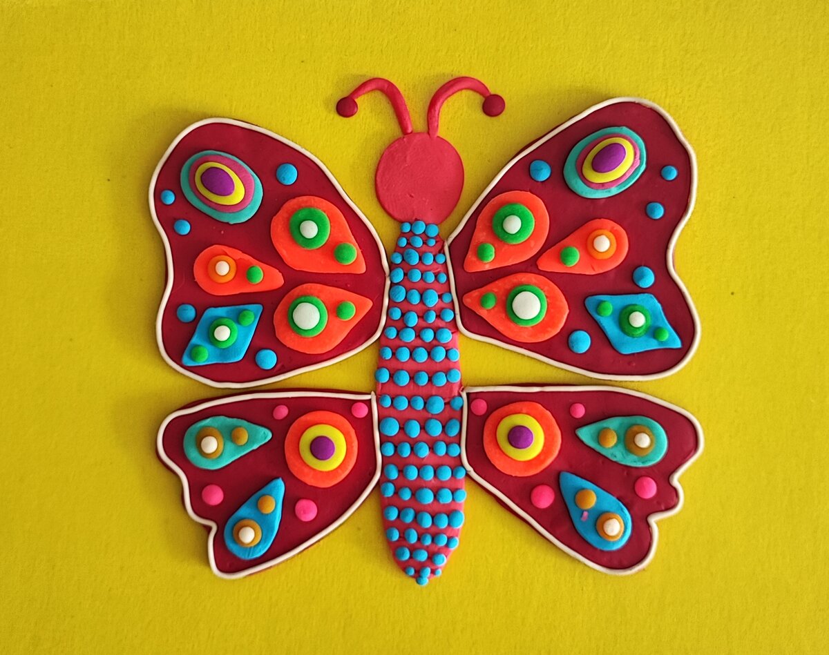Раскраска пластилином «Бабочки-красавицы», (4 картинки), А4