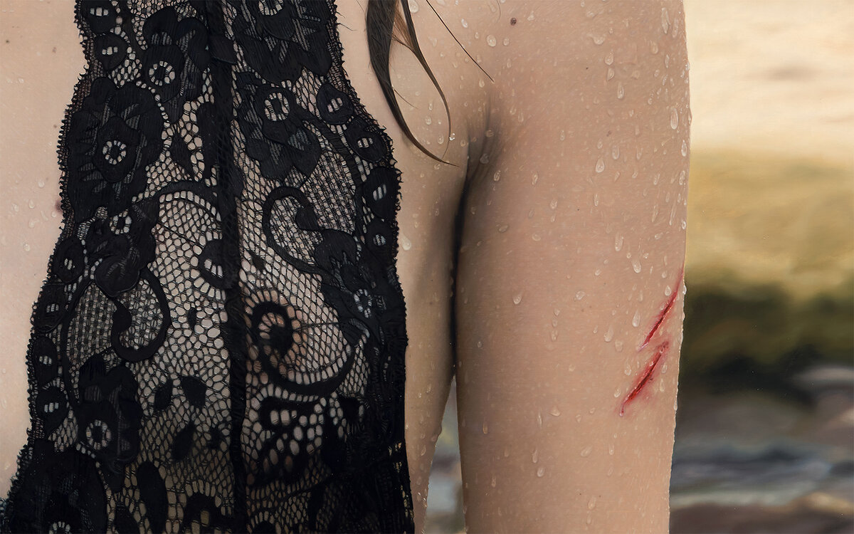 Филипп Вебер фрагмент картины «Леди в ожидании» 2020/21 - Холст, масло - 240 x 180 см (94,5 x 70,8 дюйма)