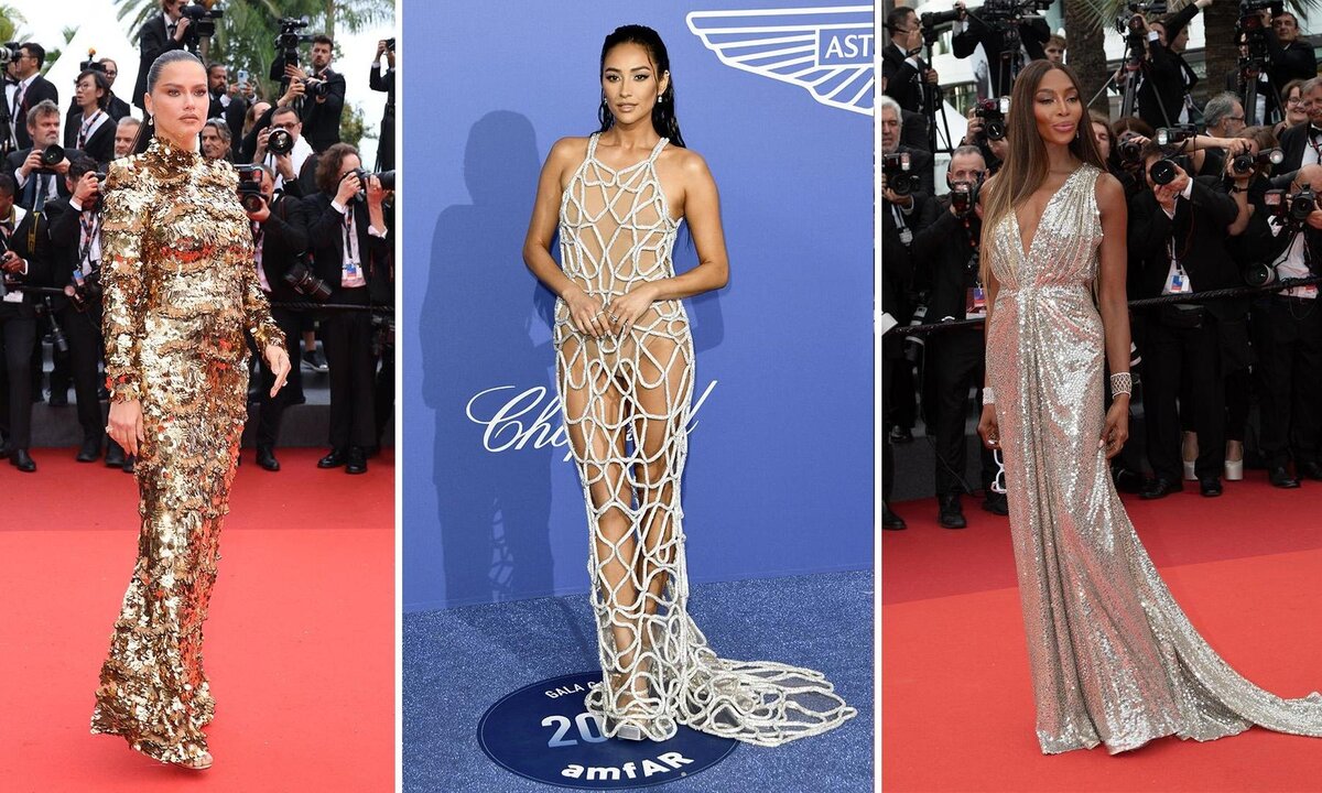 От «голых» сеток-цепочек до роскошного золота: 20 блестящих платьев ...