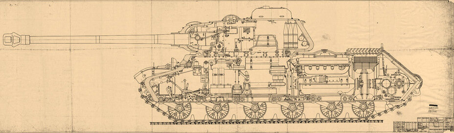 Продольный разрез ИС-2, декабрь 1943 года