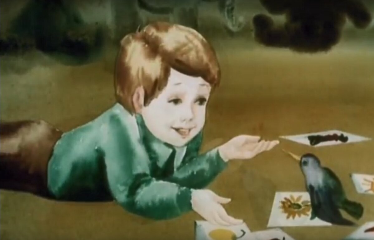 кадр из мультфильма "Птичий праздник", ТО "Экран", 1976, режиссер А.Резников, сценарий Г.Сапгир, художник Р.Зельма, музыка А,Вивальди (фрагменты из цикла "Времена года")