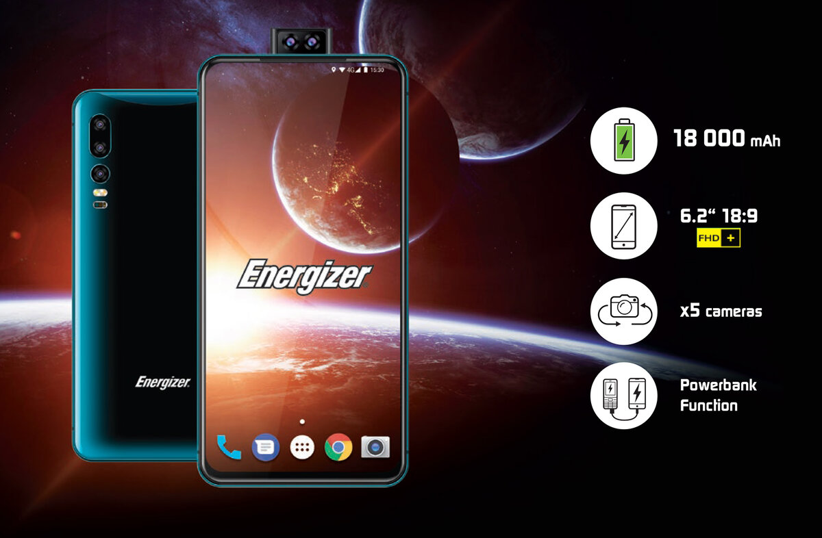 Компания Energizer на выставке MWC 2019 в Барселоне решила удивить посетителей огромным смартфоном с аккумулятором емкостью 18 000 мАч