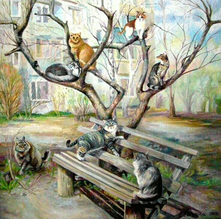 Весенний двор рисунок