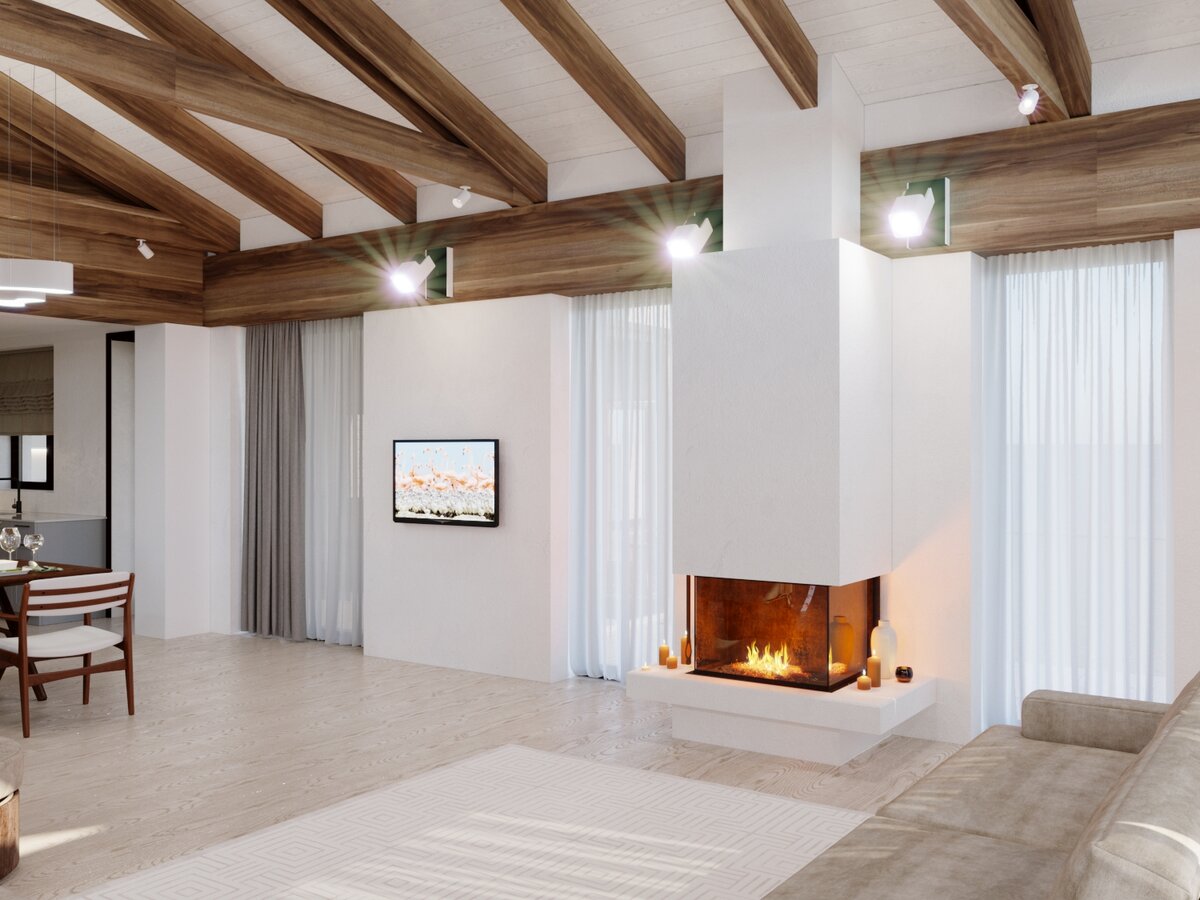 Так выглядел каминный зал на 100 кв.м. в дизайн проекте!