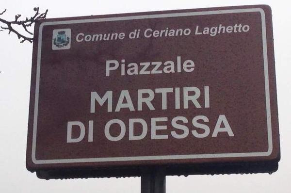 Памятник мученникам Одессы в Италии:

