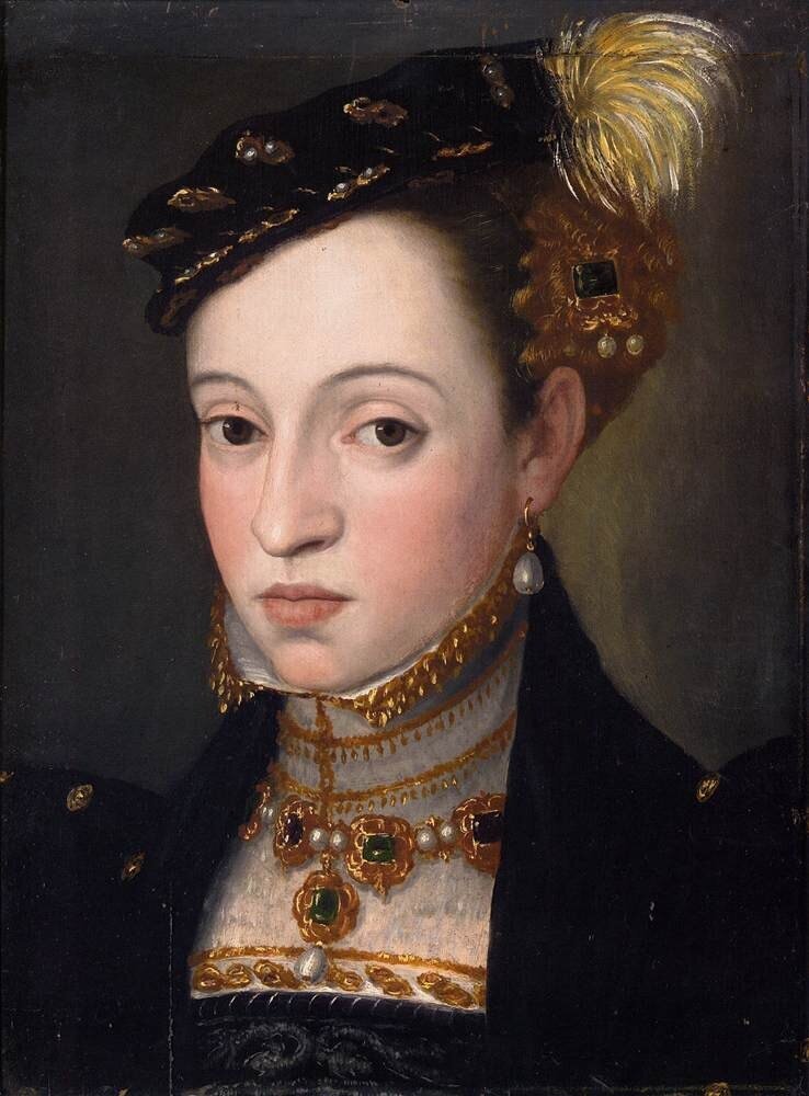 Giuseppe Arcimboldi , Archduchess Magdalena. 1563. Камни совсем небольшие, их ещё не умеют гранить так, как мы привыкли.