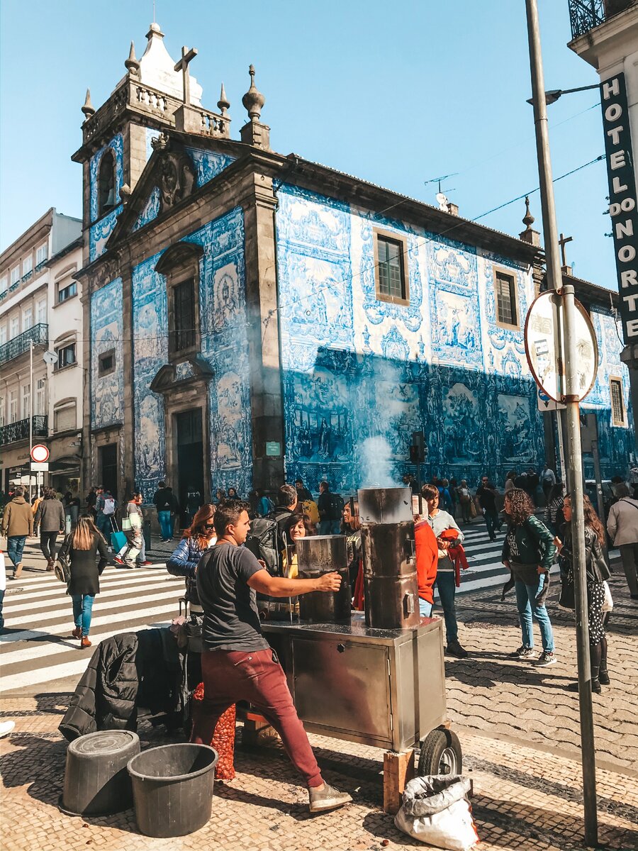 Как готовят каштаны в Порту