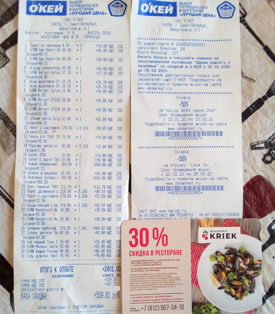 Ценник на 09.03.2020 г.