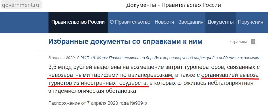 Скриншот комментария с сайта Правительства РФ.