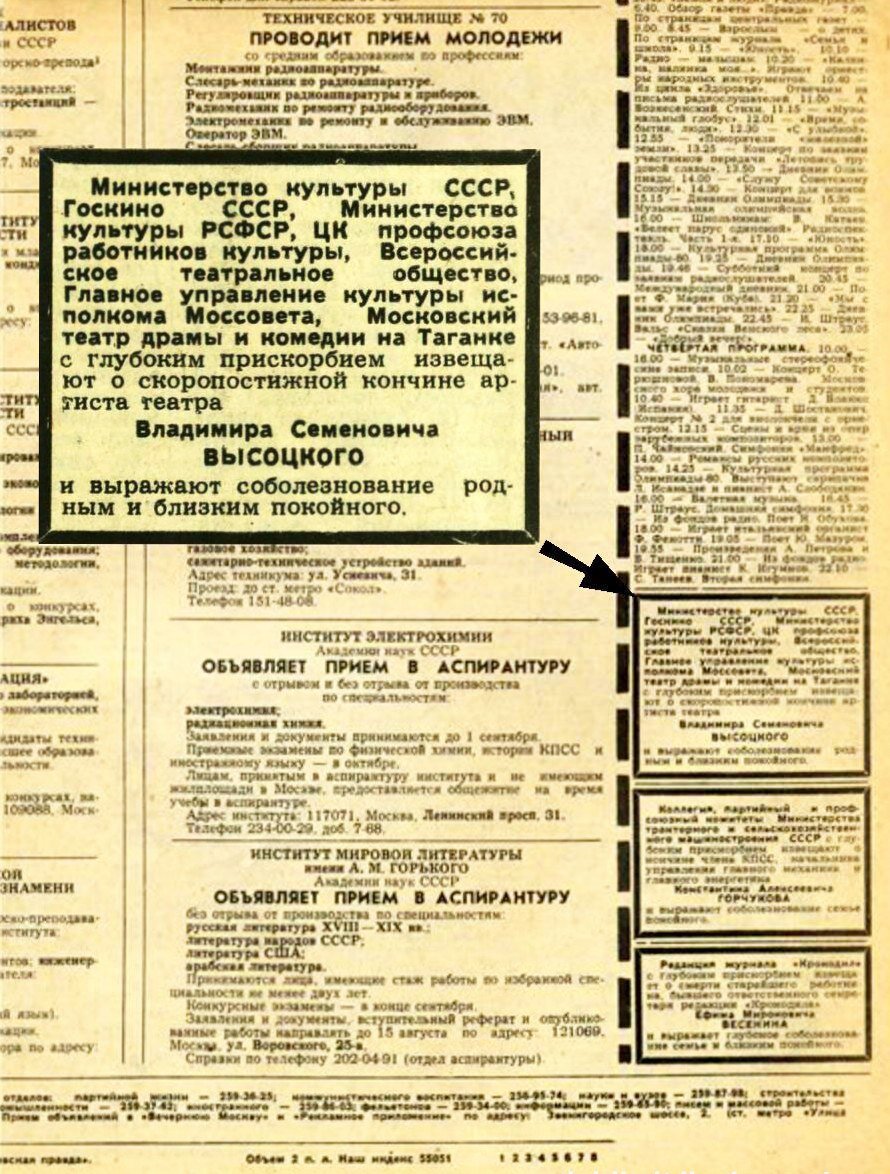 Газета "Вечерняя Москва": 1980, 25 июля, с.4 (фрагмент полосы).