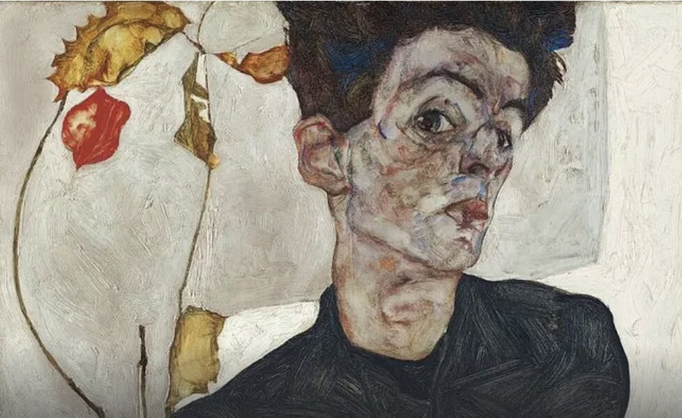 Картина Эгона Шиле «Автопортрет с физалисом»