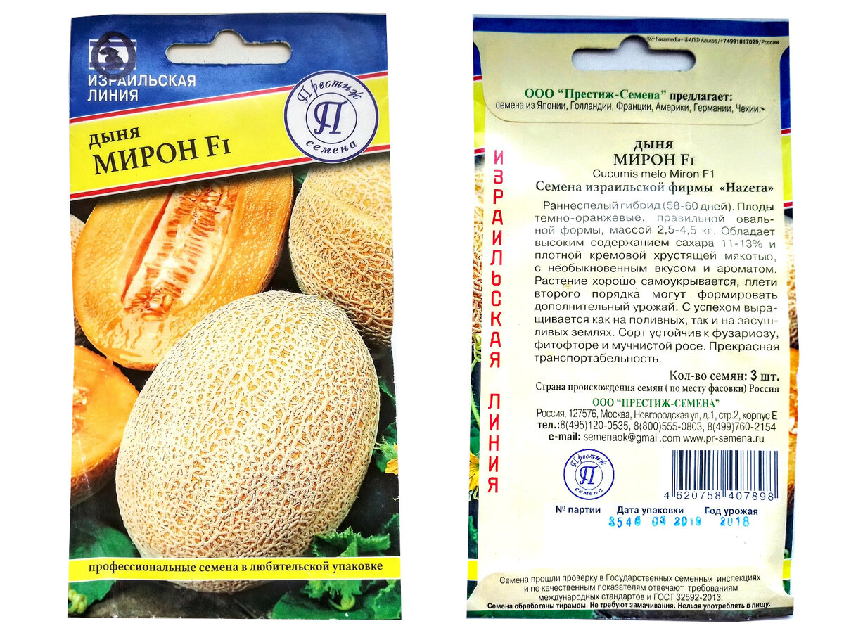 Семена раннеспелой дыни Мирон от израильской фирмы "Hazera"