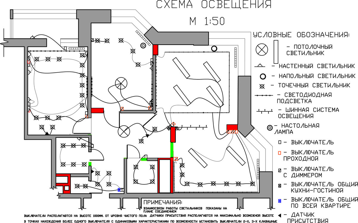 Электрическая схема подключения освещения участка