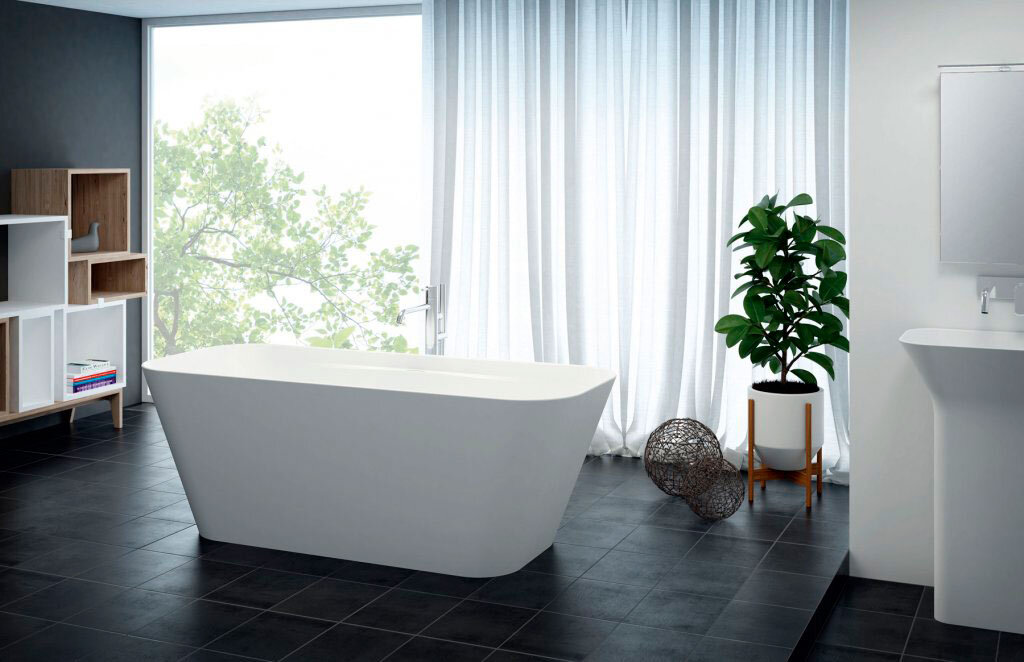 Отдельностоящая ванна из камня. Стоит дорого!