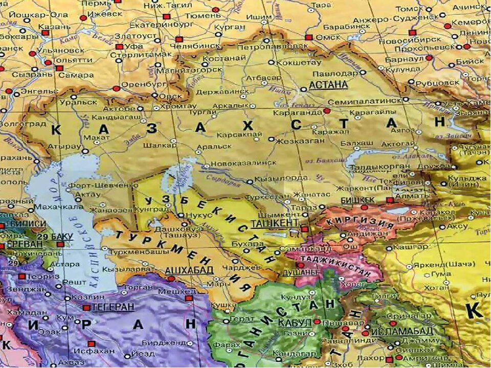 Карта казахстана и соседних стран