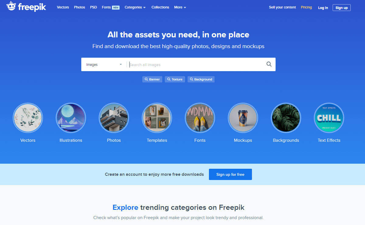 Главная страница Freepik