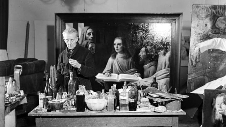     Хан ван Мегерен за работой, 1945 год