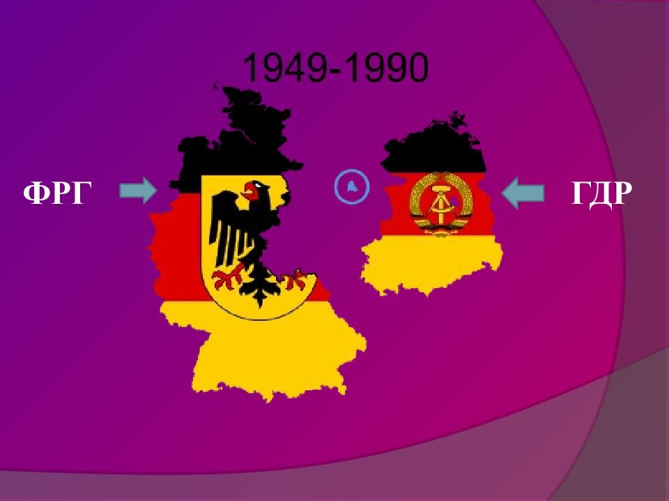 Объединение гдр и фрг. Карта объединения Германии 1990 год. ГДР против ФРГ. Образование ФРГ И ГДР.