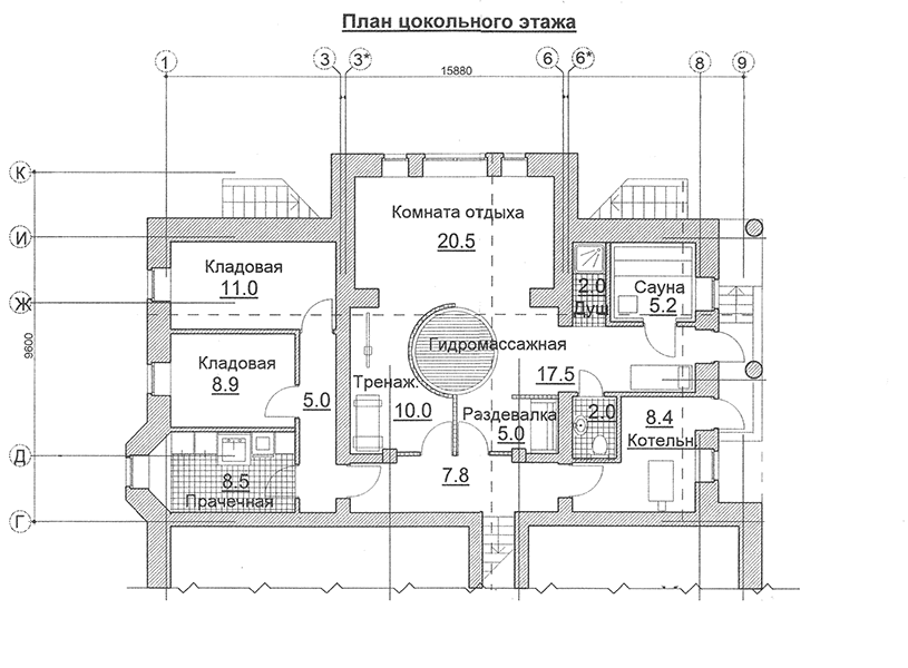 Проект двухэтажного дома 453 м2 в стиле барокко с цокольным этажом и двухместным гаражом - PA-23