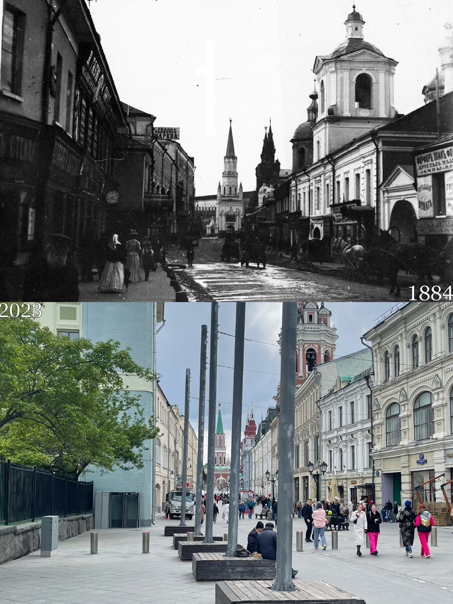 Никольская улица в Москве. Было/стало | Now&Then Russia | Дзен