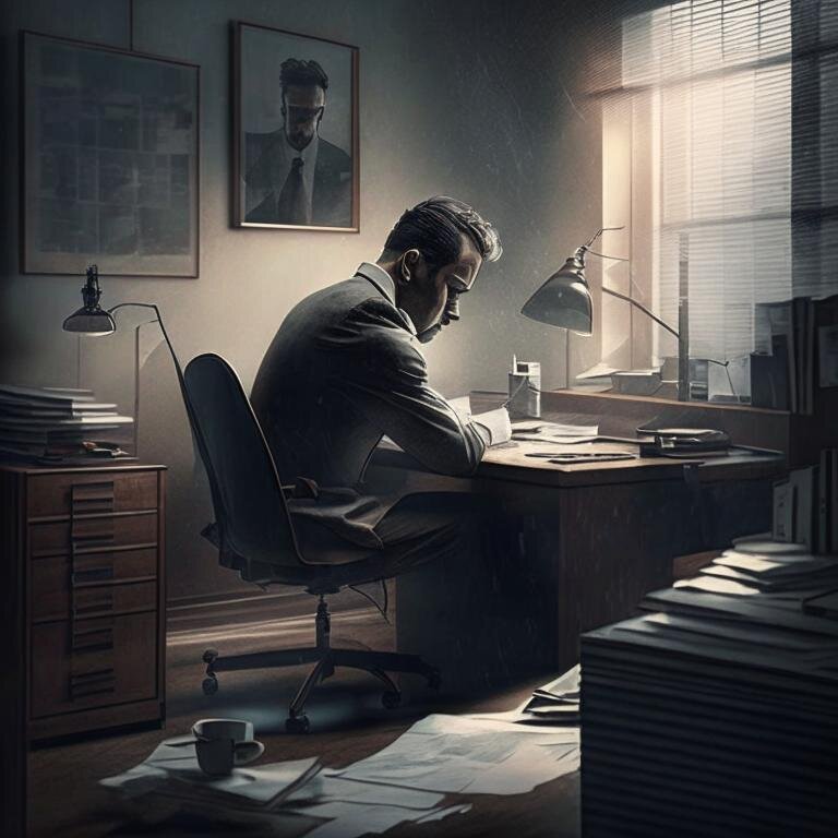 изображение человека, который работает в тихом офисе и успешен в своей профессии