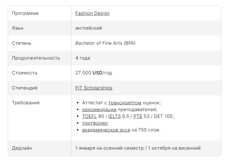 Таблицу можно посмотреть на сайте unipage.net