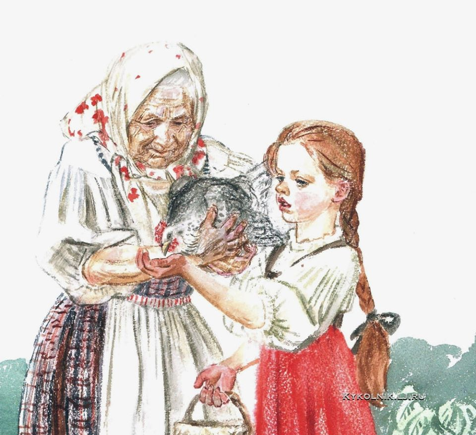 Учи русский внучок. Бабушка внучка и Курочка Пахомов. Девочка с бабушкой. Бабушка иллюстрация. Образ бабушки.