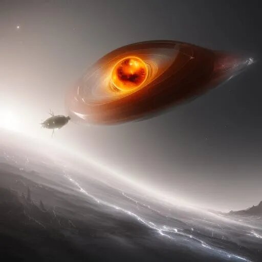 Корабль, застывшей у черной дыры, в ожидании перехода в следующий цикл