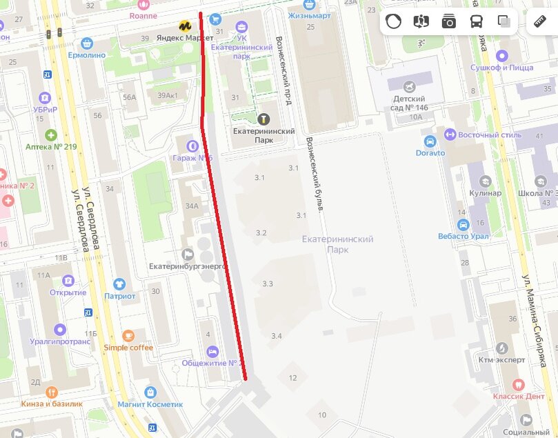 Улица Марии Авейде (Екатеринбург) © Яндекс